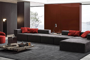 Современный бескаркасный диван Драм для гостиной серого цвета